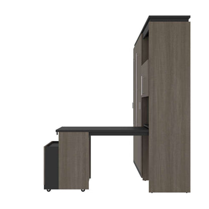 Bestar - Orion Full Murphy Bed and Shelving Unit with Fold-Out Desk (89W) in Bark Gray & Graphite - 116865-000047 veiw 4