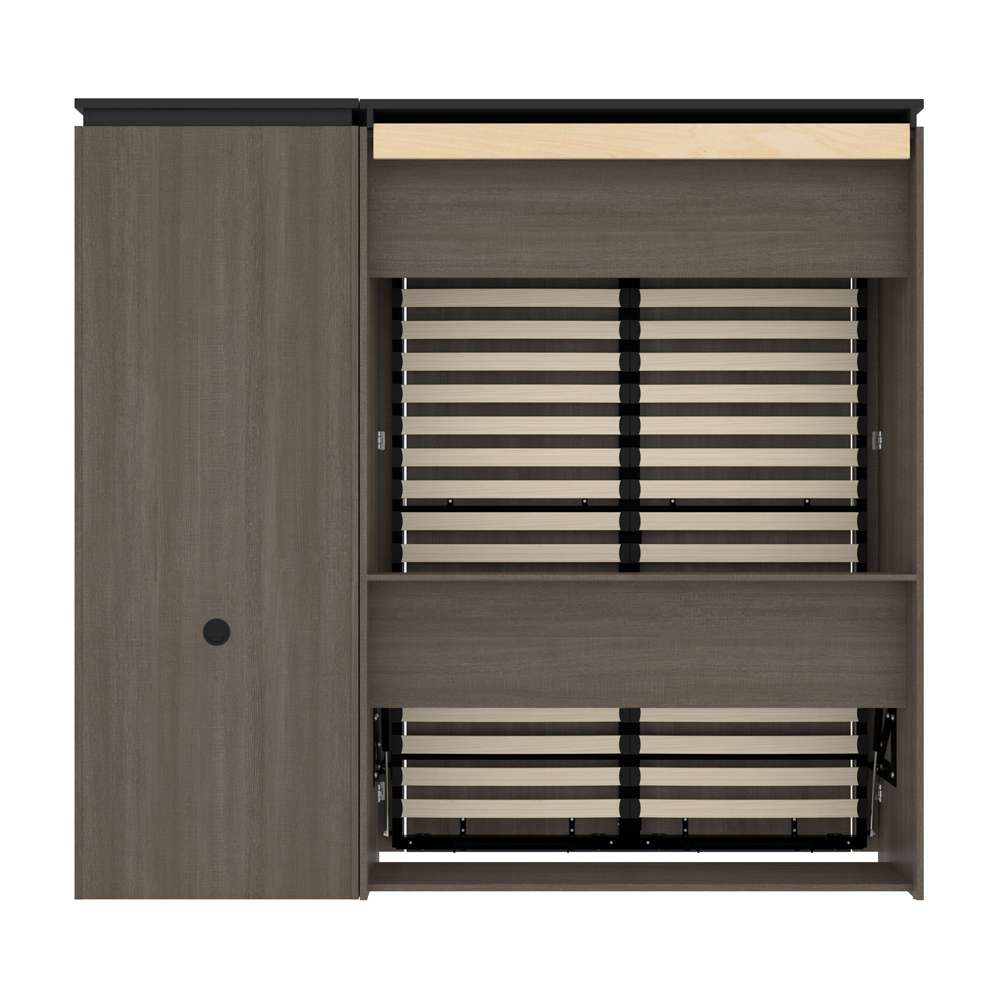 Bestar - Orion Full Murphy Bed and Shelving Unit with Fold-Out Desk (89W) in Bark Gray & Graphite - 116865-000047 veiw 5