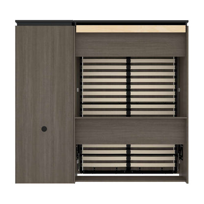 Bestar - Orion Full Murphy Bed and Shelving Unit with Fold-Out Desk (89W) in Bark Gray & Graphite - 116865-000047 veiw 5