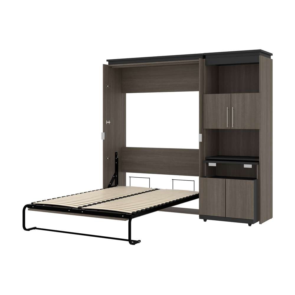 Bestar - Orion Full Murphy Bed and Shelving Unit with Fold-Out Desk (89W) in Bark Gray & Graphite - 116865-000047 veiw 7