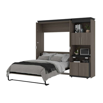 Bestar - Orion Full Murphy Bed and Shelving Unit with Fold-Out Desk (89W) in Bark Gray & Graphite - 116865-000047 veiw 8