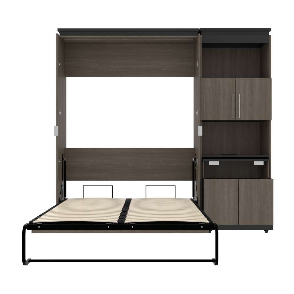 Bestar - Orion Full Murphy Bed and Shelving Unit with Fold-Out Desk (89W) in Bark Gray & Graphite - 116865-000047 veiw 9