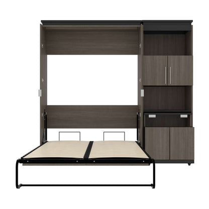 Bestar - Orion Full Murphy Bed and Shelving Unit with Fold-Out Desk (89W) in Bark Gray & Graphite - 116865-000047 veiw 9