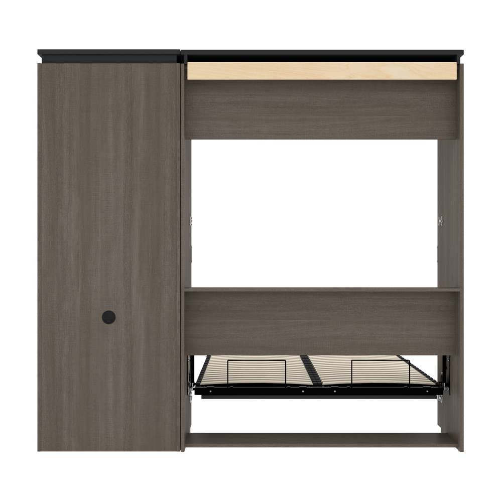Bestar - Orion Full Murphy Bed and Shelving Unit with Fold-Out Desk (89W) in Bark Gray & Graphite - 116865-000047 veiw 11