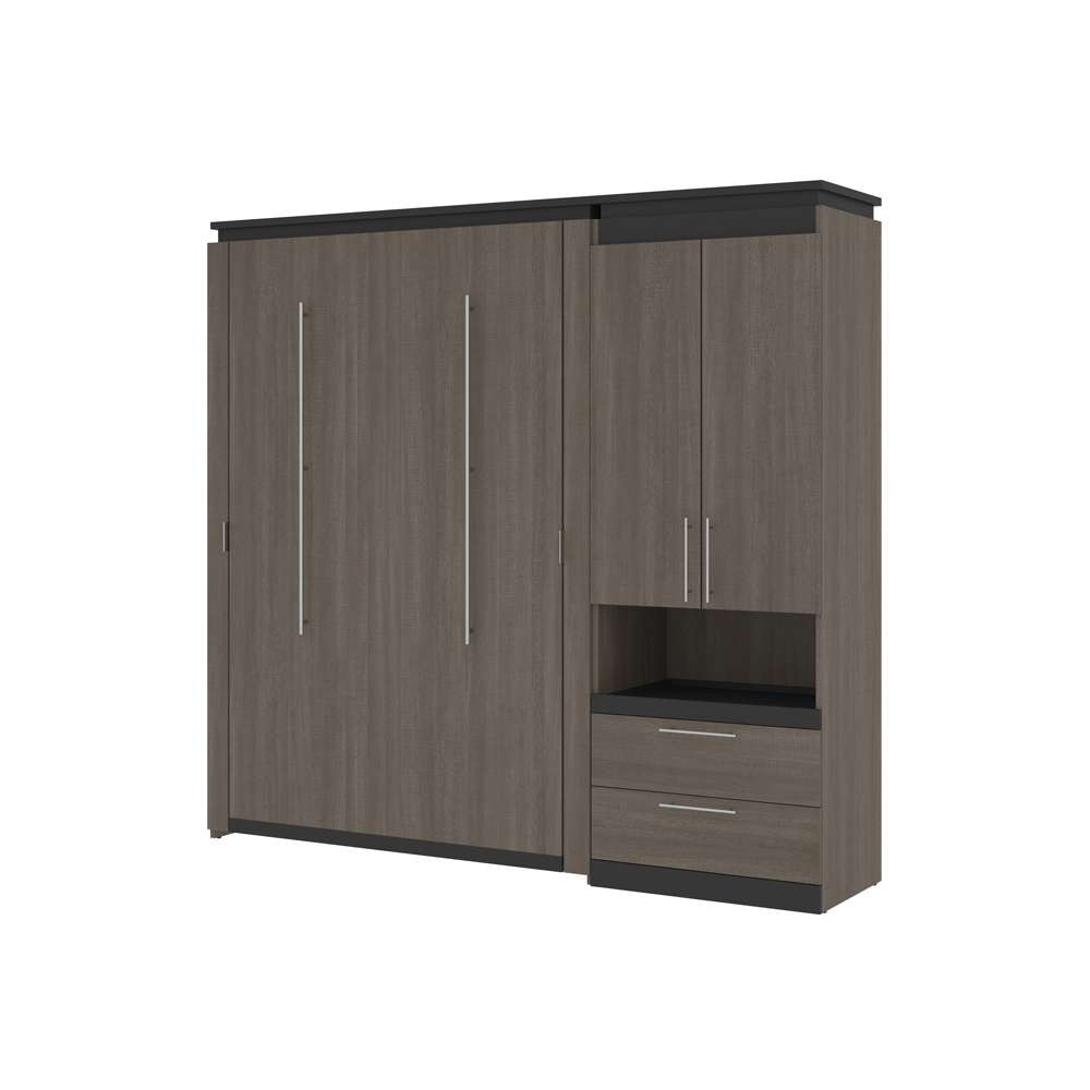 Bestar - Orion Full Murphy Bed and Storage Cabinet with Pull-Out Shelf (89W) in Bark Gray & Graphite - 116898-000047 veiw 1