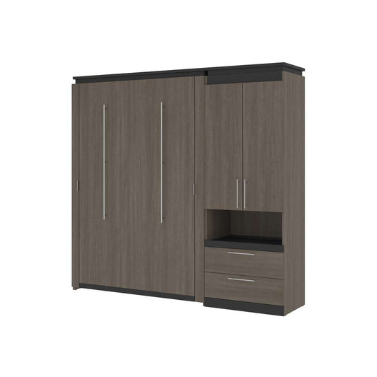 Bestar - Orion Full Murphy Bed and Storage Cabinet with Pull-Out Shelf (89W) in Bark Gray & Graphite - 116898-000047 veiw 1