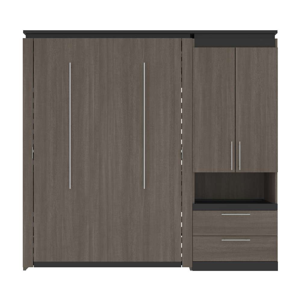 Bestar - Orion Full Murphy Bed and Storage Cabinet with Pull-Out Shelf (89W) in Bark Gray & Graphite - 116898-000047 veiw 2
