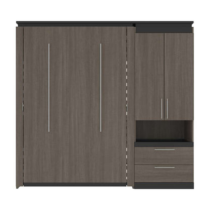 Bestar - Orion Full Murphy Bed and Storage Cabinet with Pull-Out Shelf (89W) in Bark Gray & Graphite - 116898-000047 veiw 2