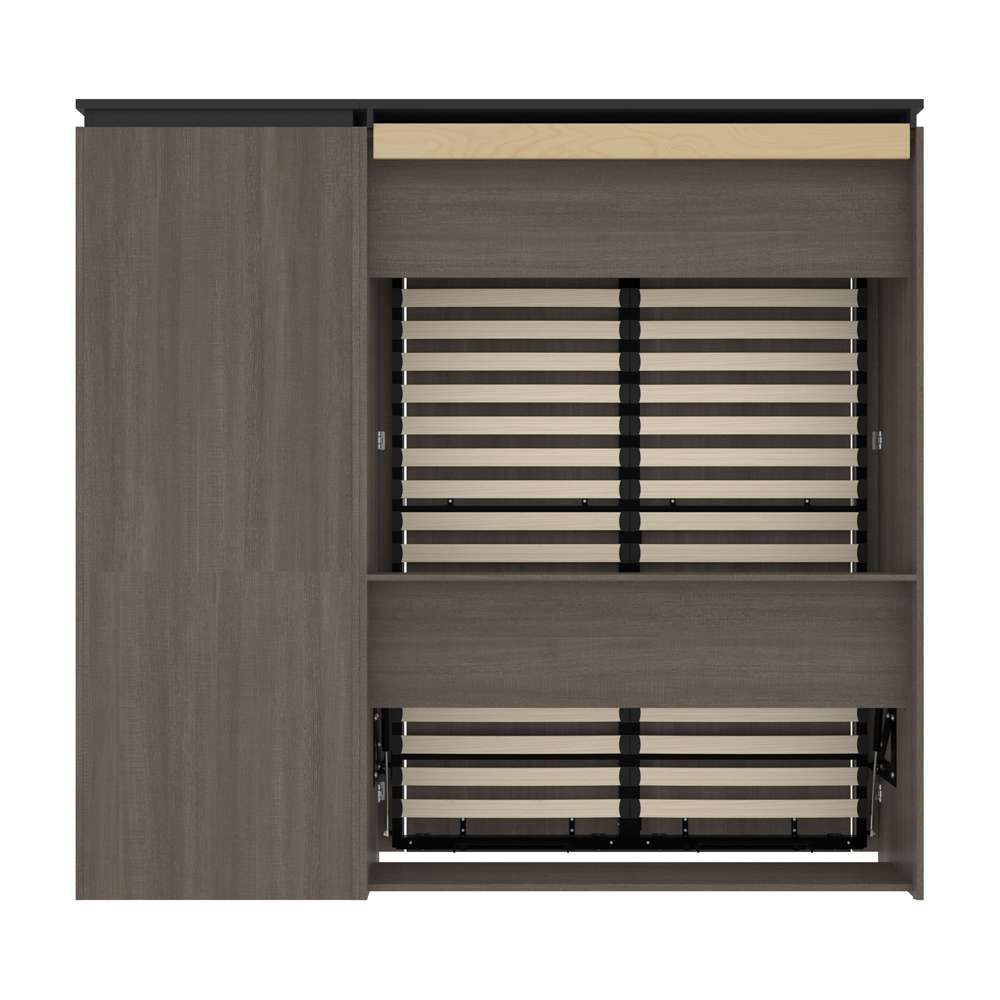Bestar - Orion Full Murphy Bed and Storage Cabinet with Pull-Out Shelf (89W) in Bark Gray & Graphite - 116898-000047 veiw 4