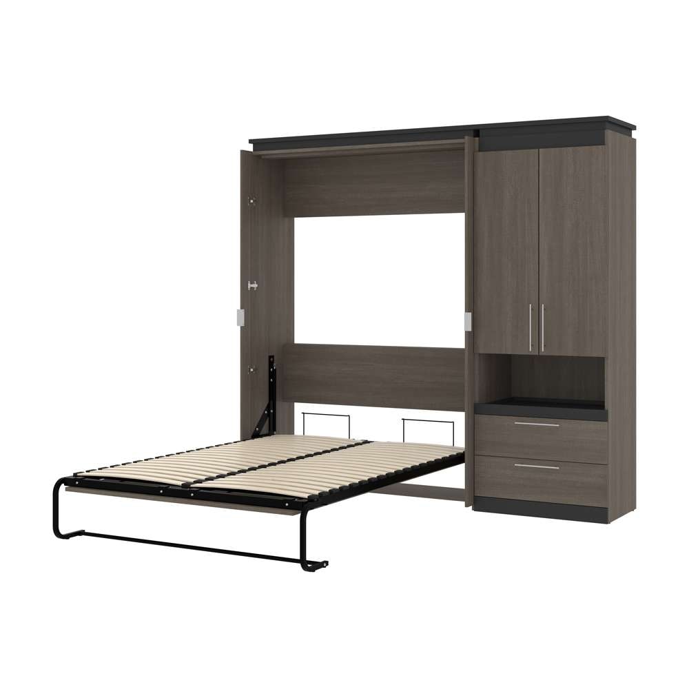 Bestar - Orion Full Murphy Bed and Storage Cabinet with Pull-Out Shelf (89W) in Bark Gray & Graphite - 116898-000047 veiw 6