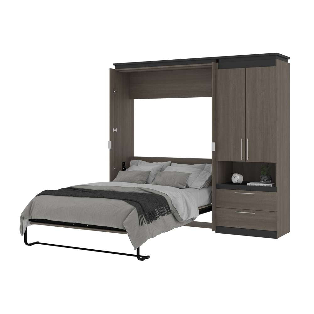 Bestar - Orion Full Murphy Bed and Storage Cabinet with Pull-Out Shelf (89W) in Bark Gray & Graphite - 116898-000047 veiw 7
