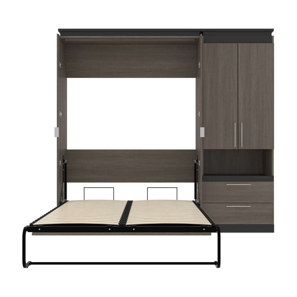 Bestar - Orion Full Murphy Bed and Storage Cabinet with Pull-Out Shelf (89W) in Bark Gray & Graphite - 116898-000047 veiw 8