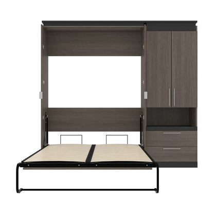 Bestar - Orion Full Murphy Bed and Storage Cabinet with Pull-Out Shelf (89W) in Bark Gray & Graphite - 116898-000047 veiw 8