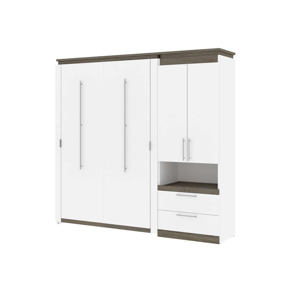 Bestar - Orion Full Murphy Bed and Storage Cabinet with Pull-Out Shelf (89W) in White & Walnut Grey - 116898-000017 veiw 1