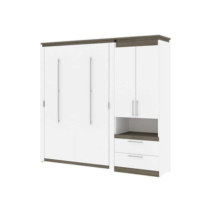 Bestar - Orion Full Murphy Bed and Storage Cabinet with Pull-Out Shelf (89W) in White & Walnut Grey - 116898-000017 veiw 1