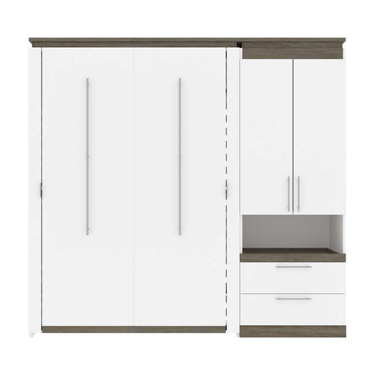 Bestar - Orion Full Murphy Bed and Storage Cabinet with Pull-Out Shelf (89W) in White & Walnut Grey - 116898-000017 veiw 2