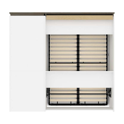 Bestar - Orion Full Murphy Bed and Storage Cabinet with Pull-Out Shelf (89W) in White & Walnut Grey - 116898-000017 veiw 4