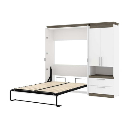 Bestar - Orion Full Murphy Bed and Storage Cabinet with Pull-Out Shelf (89W) in White & Walnut Grey - 116898-000017 veiw 6