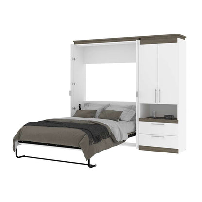 Bestar - Orion Full Murphy Bed and Storage Cabinet with Pull-Out Shelf (89W) in White & Walnut Grey - 116898-000017 veiw 7