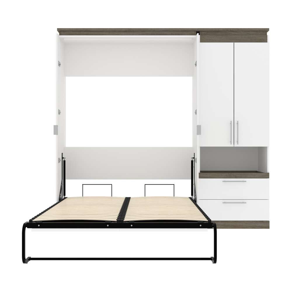 Bestar - Orion Full Murphy Bed and Storage Cabinet with Pull-Out Shelf (89W) in White & Walnut Grey - 116898-000017 veiw 8