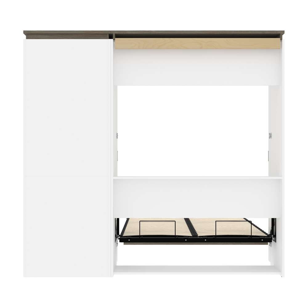 Bestar - Orion Full Murphy Bed and Storage Cabinet with Pull-Out Shelf (89W) in White & Walnut Grey - 116898-000017 veiw 10