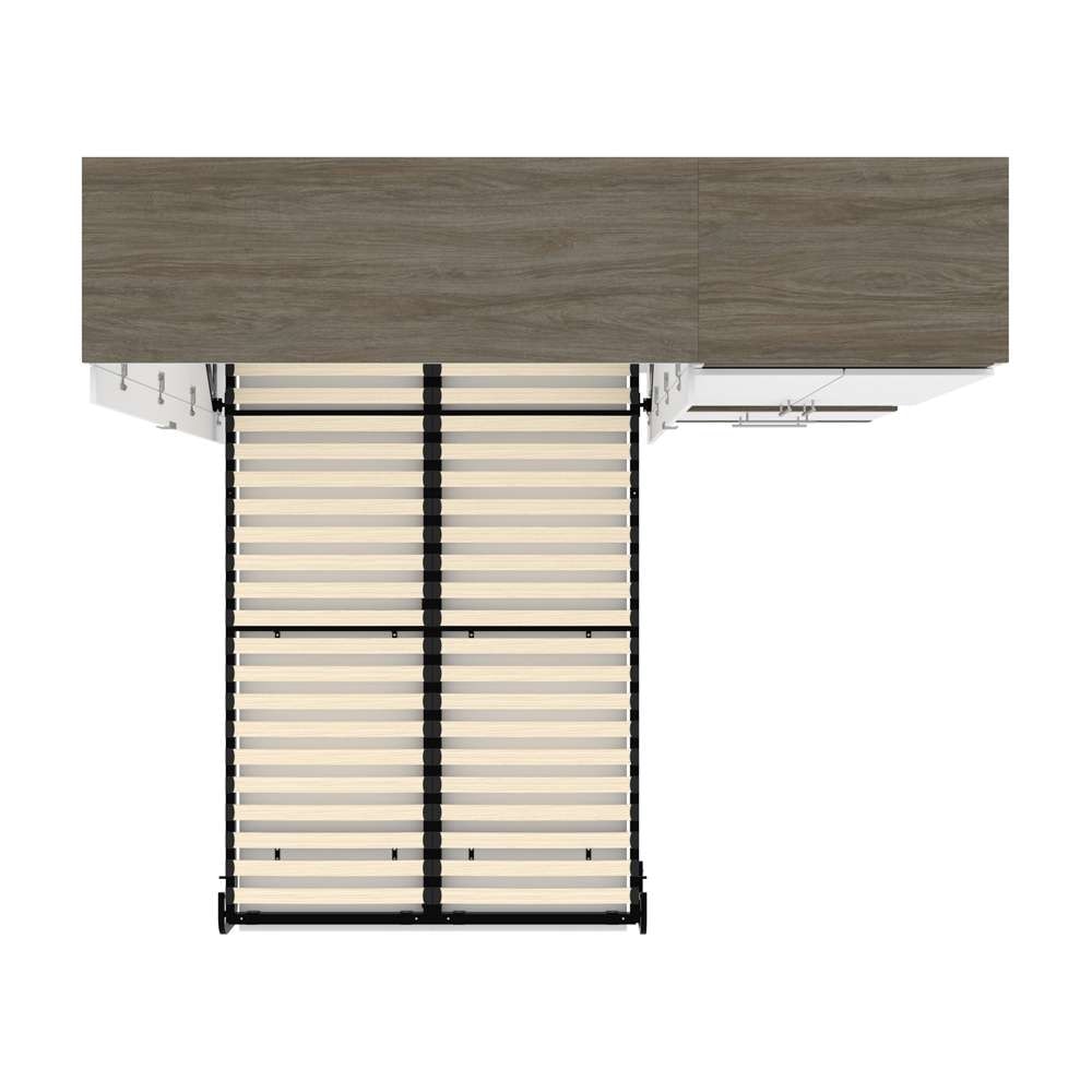 Bestar - Orion Full Murphy Bed and Storage Cabinet with Pull-Out Shelf (89W) in White & Walnut Grey - 116898-000017 veiw 11