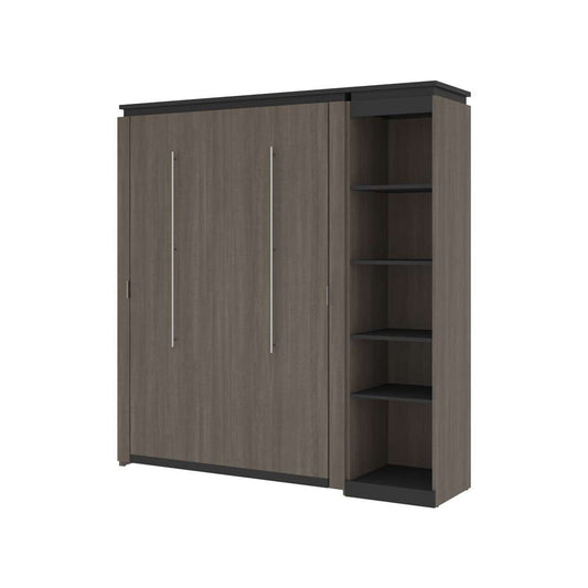 Bestar - Orion Full Murphy Bed with Narrow Shelving Unit (79W) in Bark Gray & Graphite - 116890-000047 veiw 1