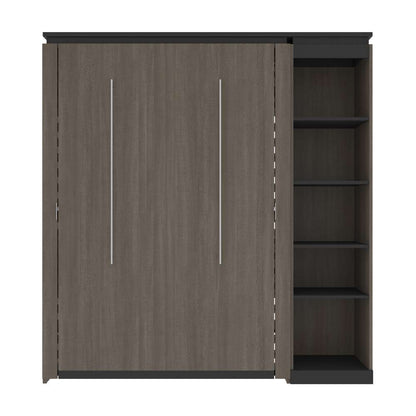 Bestar - Orion Full Murphy Bed with Narrow Shelving Unit (79W) in Bark Gray & Graphite - 116890-000047 veiw 2