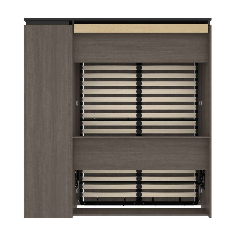 Bestar - Orion Full Murphy Bed with Narrow Shelving Unit (79W) in Bark Gray & Graphite - 116890-000047 veiw 4