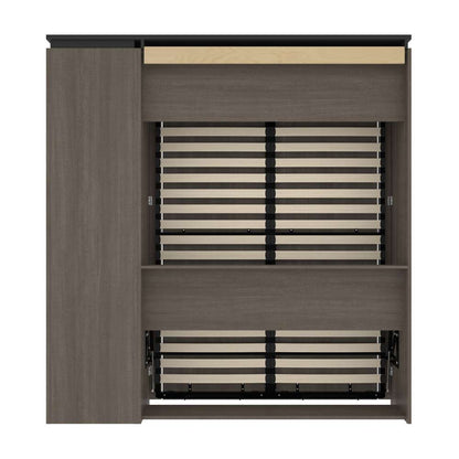 Bestar - Orion Full Murphy Bed with Narrow Shelving Unit (79W) in Bark Gray & Graphite - 116890-000047 veiw 4