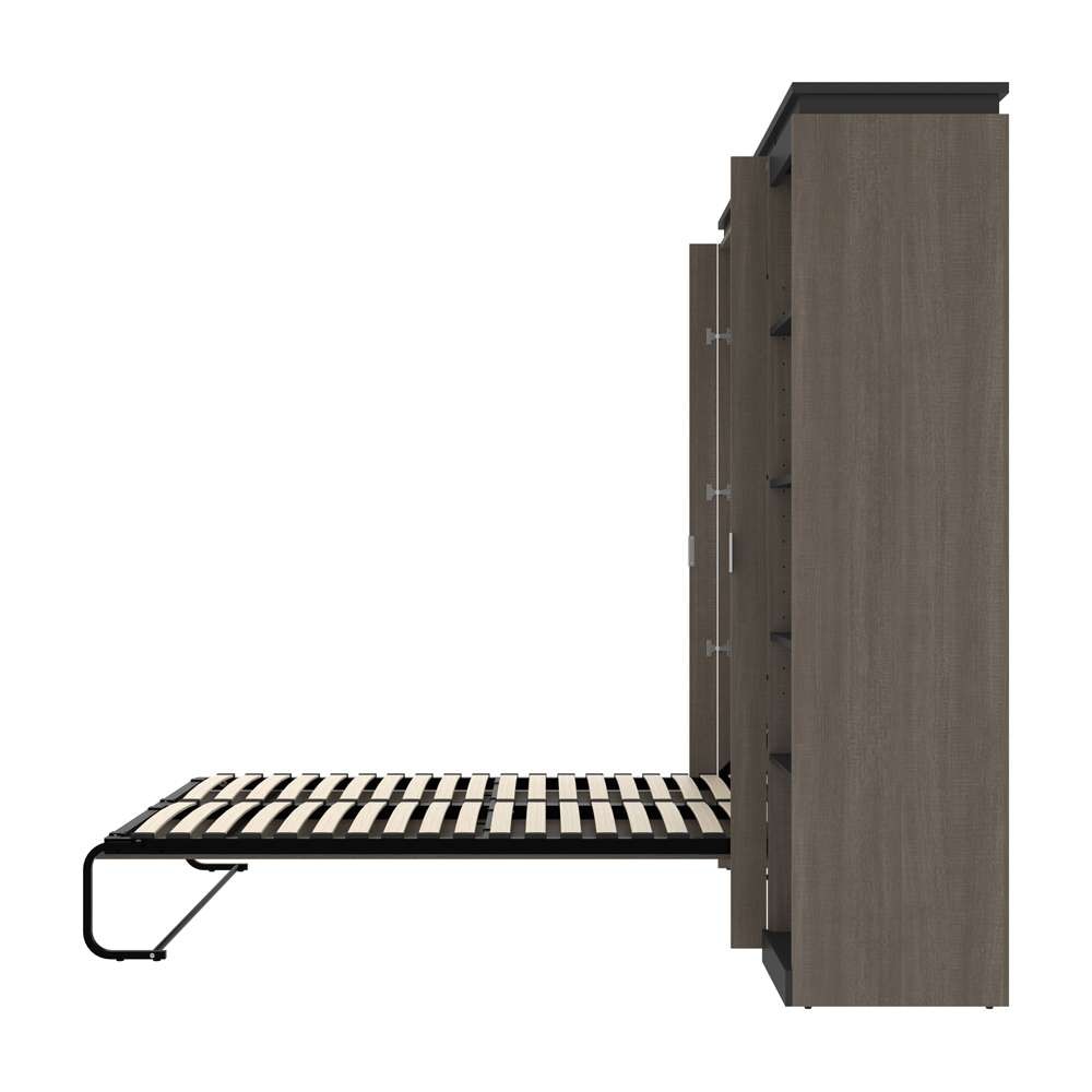 Bestar - Orion Full Murphy Bed with Narrow Shelving Unit (79W) in Bark Gray & Graphite - 116890-000047 veiw 9