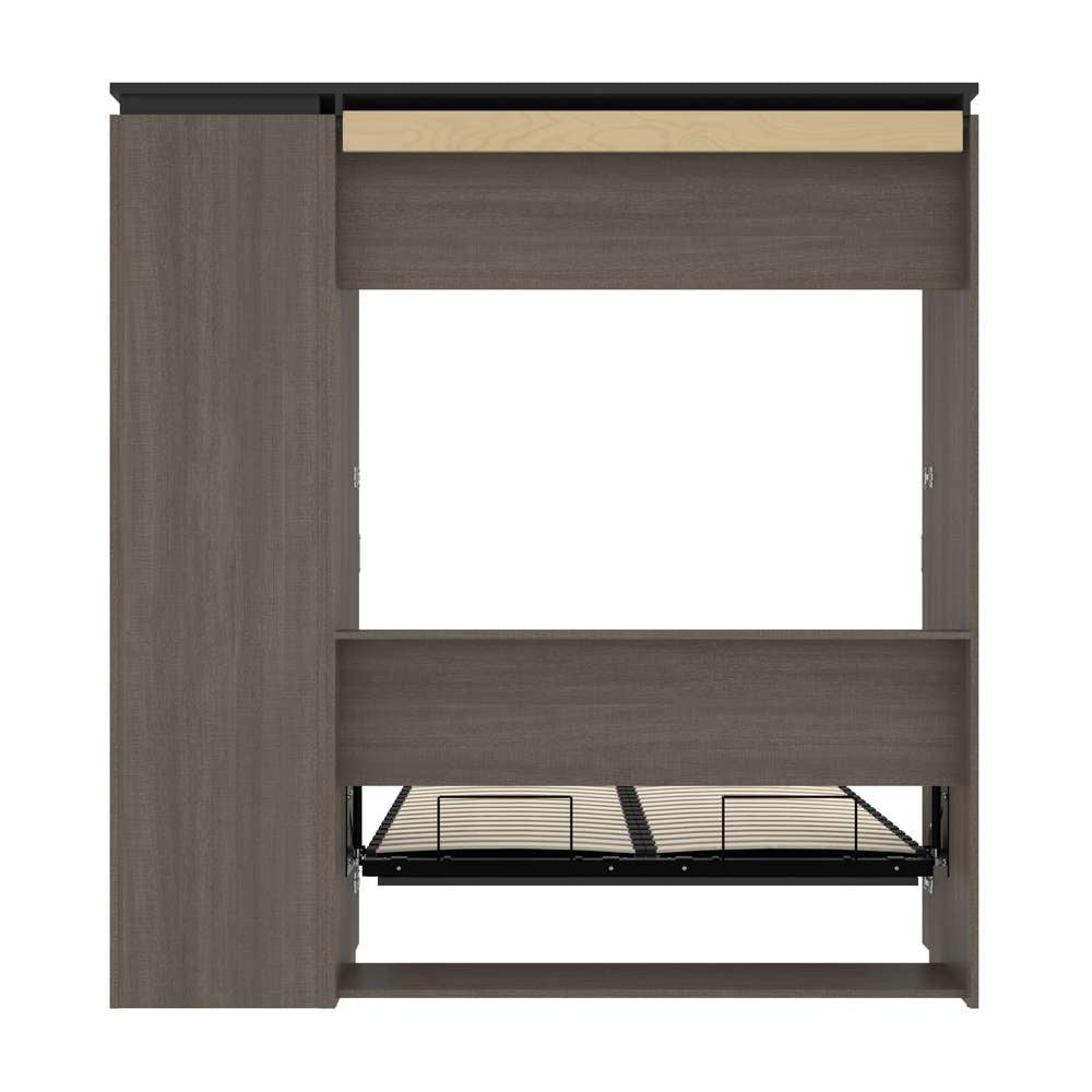 Bestar - Orion Full Murphy Bed with Narrow Shelving Unit (79W) in Bark Gray & Graphite - 116890-000047 veiw 10