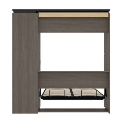 Bestar - Orion Full Murphy Bed with Narrow Shelving Unit (79W) in Bark Gray & Graphite - 116890-000047 veiw 10