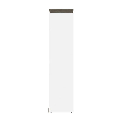 Bestar - Orion Full Murphy Bed with Narrow Shelving Unit (79W) in White & Walnut Grey - 116890-000017 veiw 3