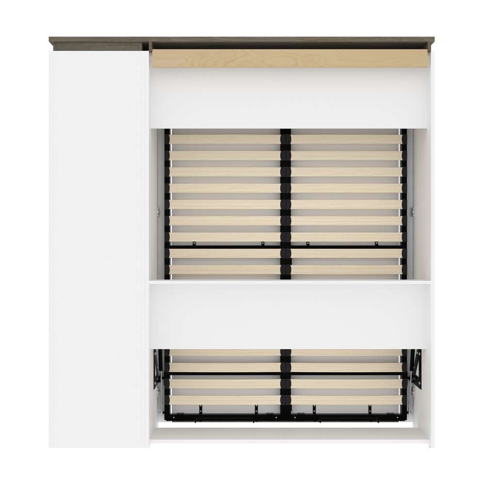 Bestar - Orion Full Murphy Bed with Narrow Shelving Unit (79W) in White & Walnut Grey - 116890-000017 veiw 4