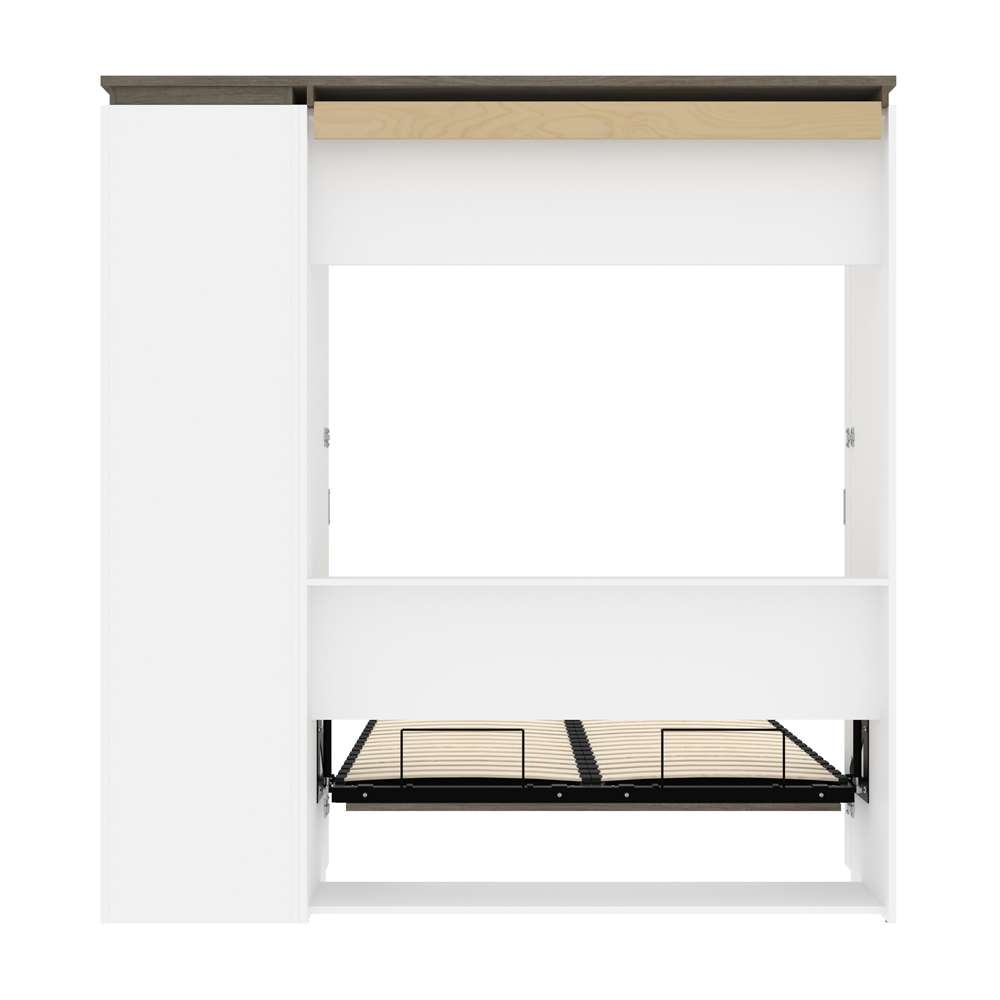 Bestar - Orion Full Murphy Bed with Narrow Shelving Unit (79W) in White & Walnut Grey - 116890-000017 veiw 10