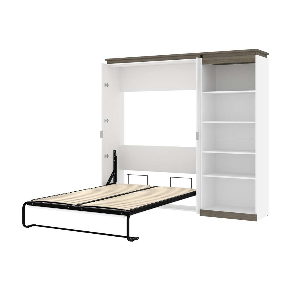 Bestar - Orion Full Murphy Bed with Shelving Unit (89W) in White & Walnut Grey - 116892-000017 veiw 6