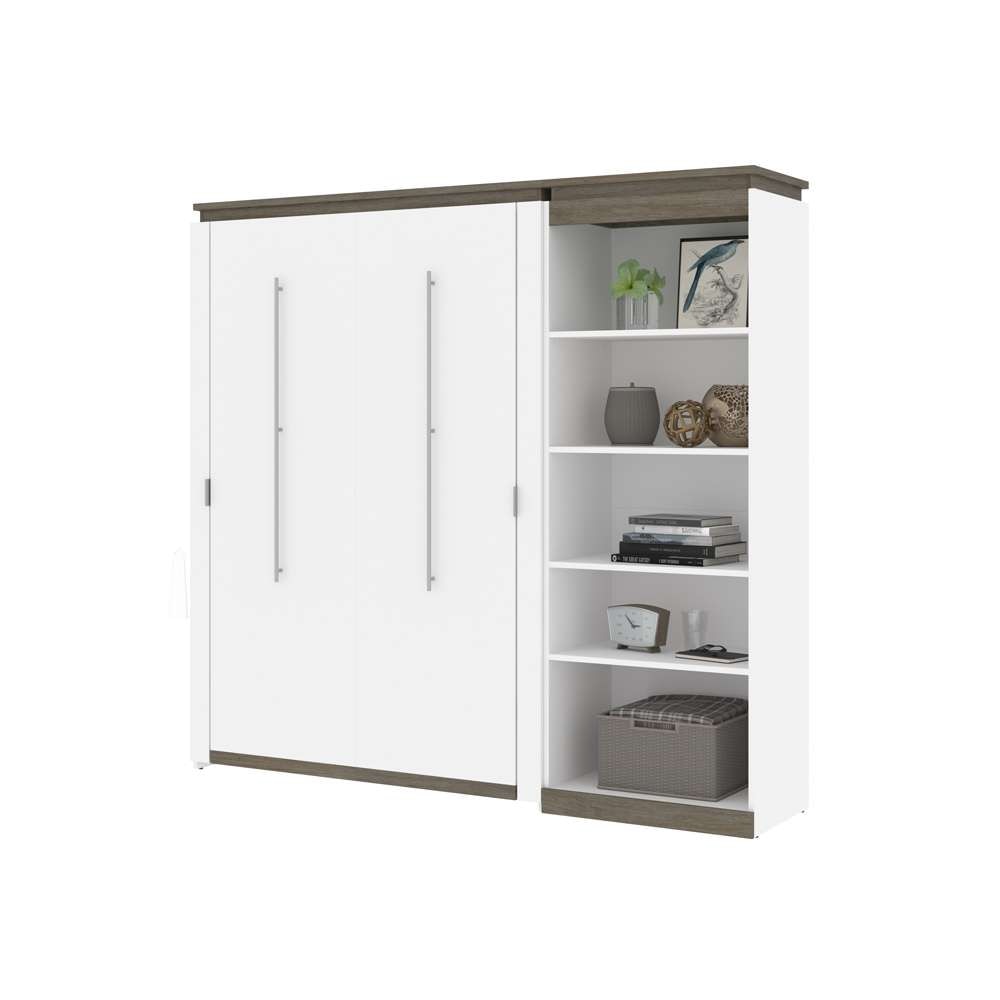 Bestar - Orion Full Murphy Bed with Shelving Unit (89W) in White & Walnut Grey - 116892-000017 veiw 7