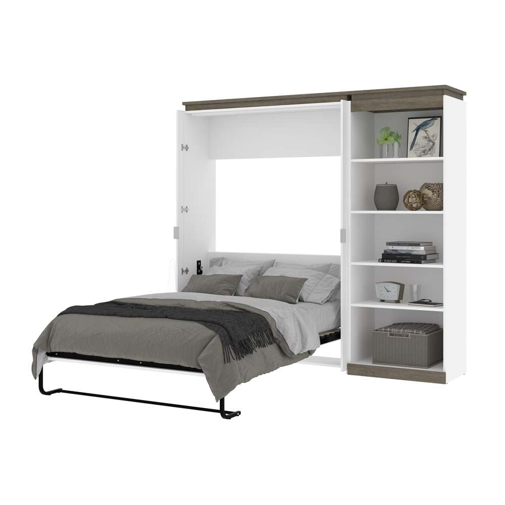 Bestar - Orion Full Murphy Bed with Shelving Unit (89W) in White & Walnut Grey - 116892-000017 veiw 8