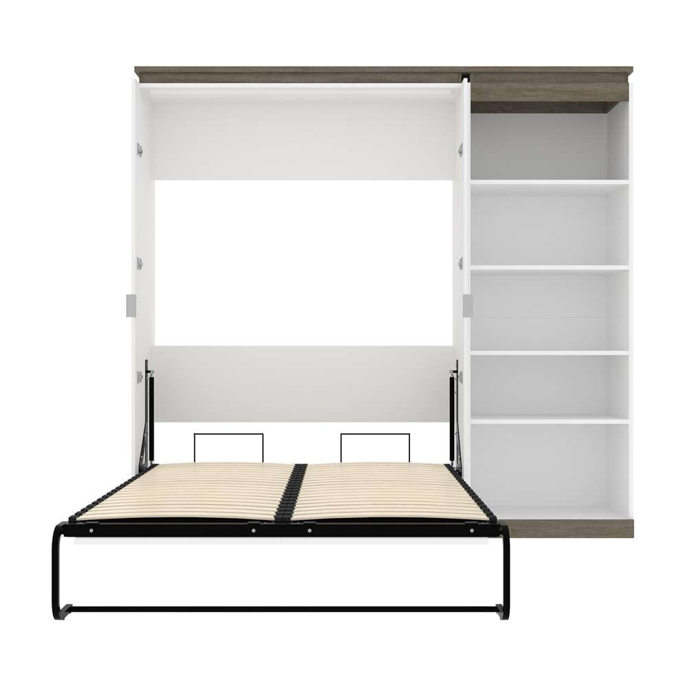 Bestar - Orion Full Murphy Bed with Shelving Unit (89W) in White & Walnut Grey - 116892-000017 veiw 9