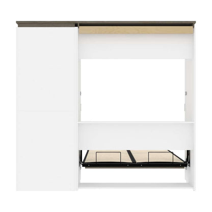 Bestar - Orion Full Murphy Bed with Shelving Unit (89W) in White & Walnut Grey - 116892-000017 veiw 11