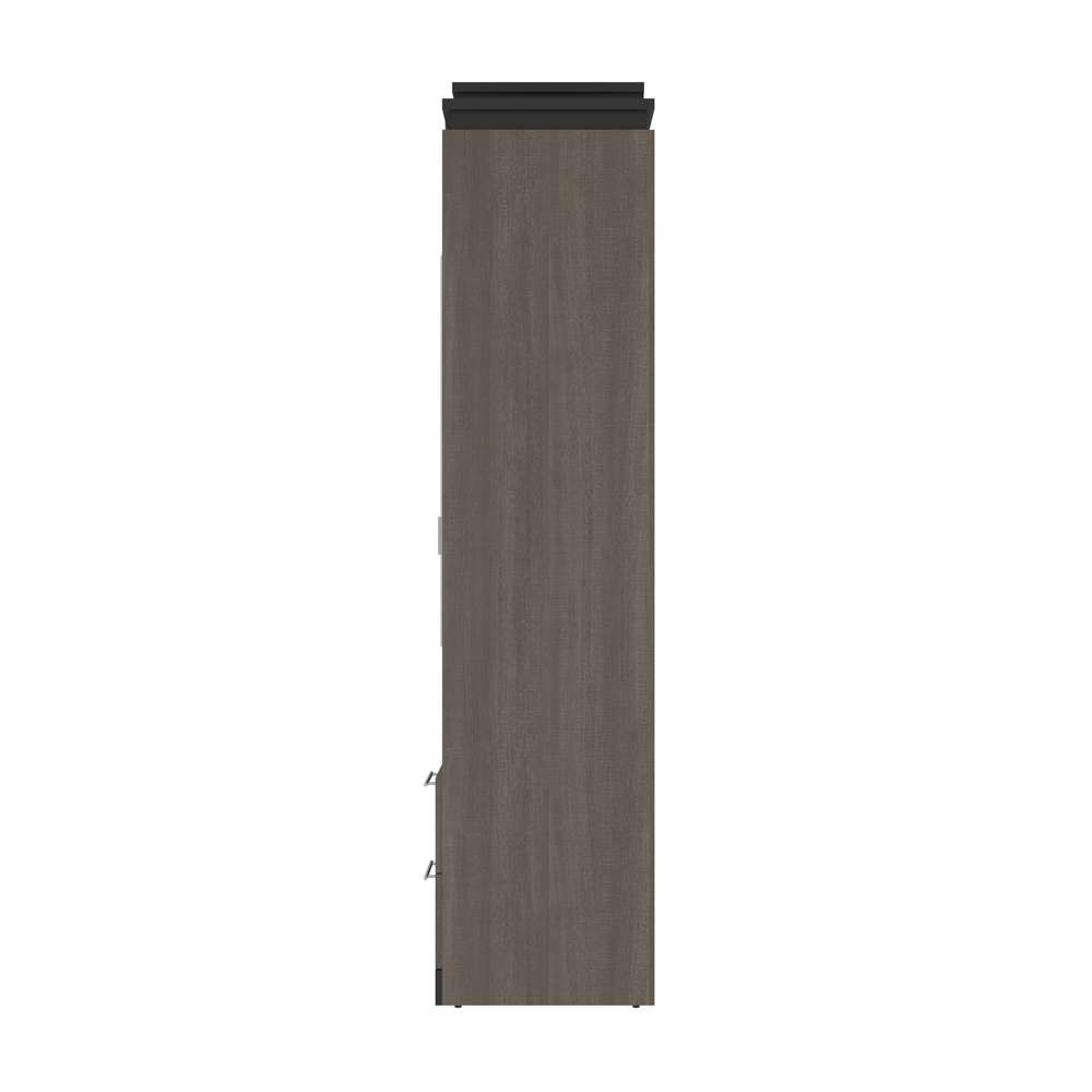 Bestar - Orion Queen Murphy Bed and Narrow Shelving Unit with Drawers (85W) in Bark Gray & Graphite - 116881-000047 veiw 3