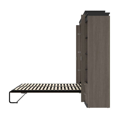 Bestar - Orion Queen Murphy Bed and Narrow Shelving Unit with Drawers (85W) in Bark Gray & Graphite - 116881-000047 veiw 9
