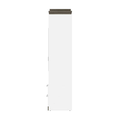 Bestar - Orion Queen Murphy Bed and Narrow Shelving Unit with Drawers (85W) in White & Walnut Grey - 116881-000017 veiw 3