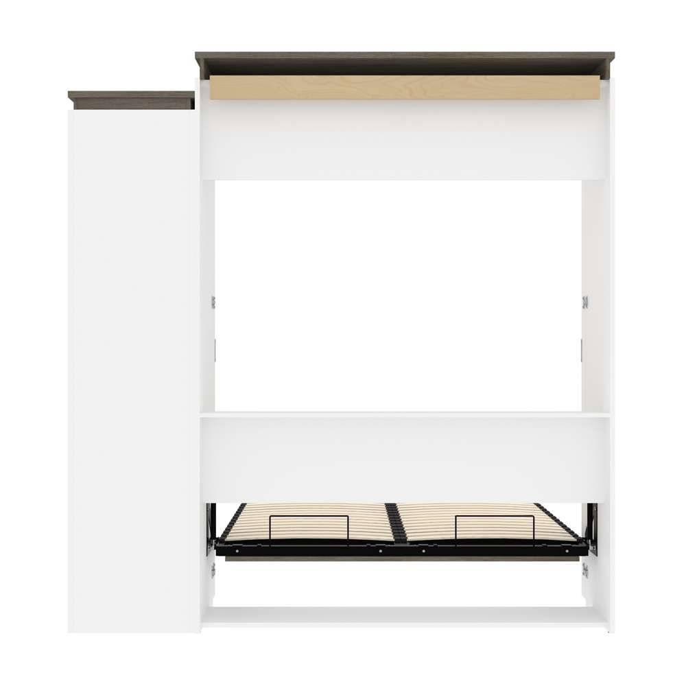 Bestar - Orion Queen Murphy Bed and Narrow Shelving Unit with Drawers (85W) in White & Walnut Grey - 116881-000017 veiw 10