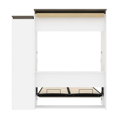 Bestar - Orion Queen Murphy Bed and Narrow Shelving Unit with Drawers (85W) in White & Walnut Grey - 116881-000017 veiw 10