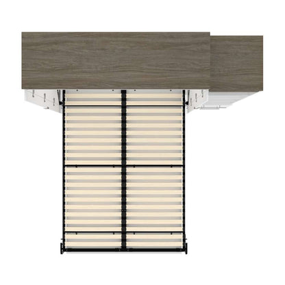 Bestar - Orion Queen Murphy Bed and Narrow Shelving Unit with Drawers (85W) in White & Walnut Grey - 116881-000017 veiw 11