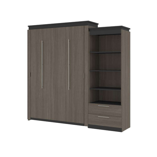 Bestar - Orion Queen Murphy Bed and Shelving Unit with Drawers (95W) in Bark Gray & Graphite - 116883-000047 veiw 1