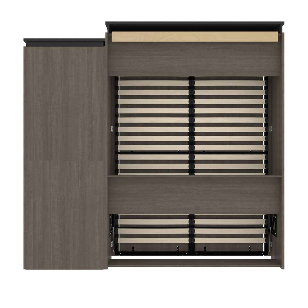 Bestar - Orion Queen Murphy Bed and Shelving Unit with Drawers (95W) in Bark Gray & Graphite - 116883-000047 veiw 4