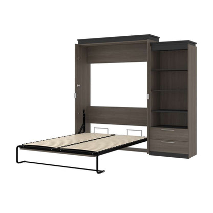 Bestar - Orion Queen Murphy Bed and Shelving Unit with Drawers (95W) in Bark Gray & Graphite - 116883-000047 veiw 6